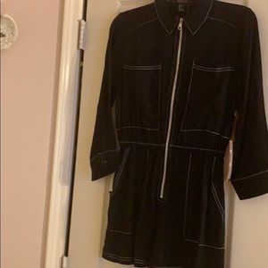 Forever 21 black stitched long sleeve romper